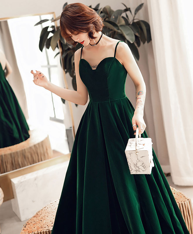 Simple green short prom dress, green ...